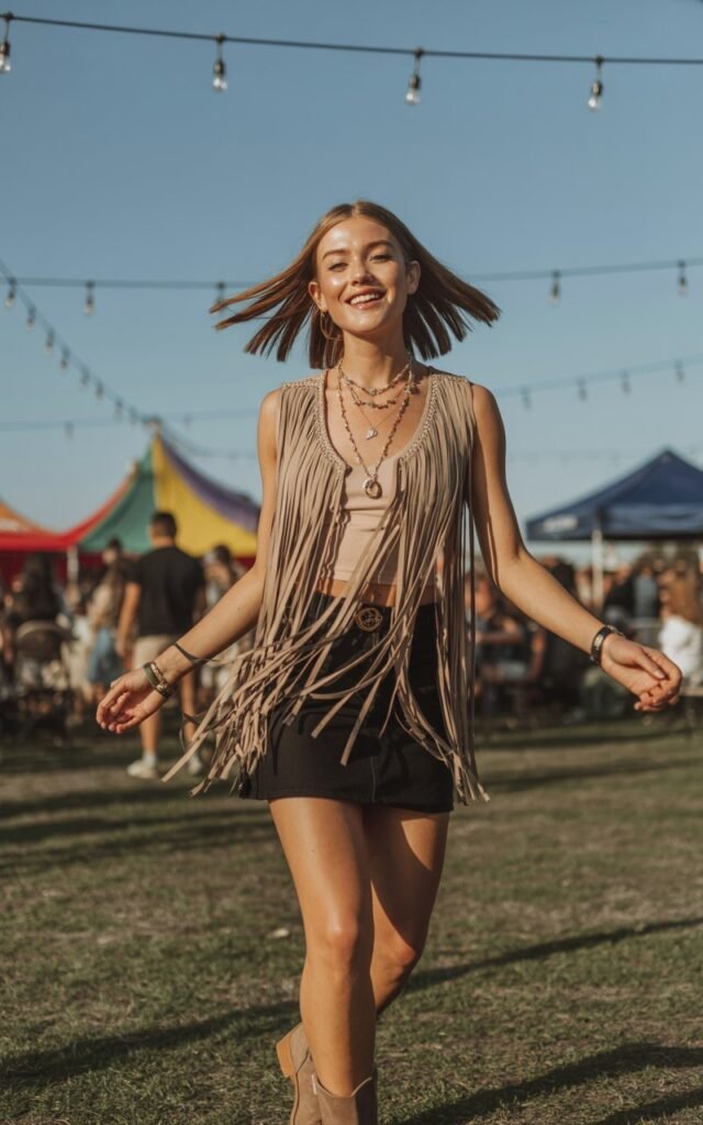 Full-body view of a white-skinned female with defined features and straight hair, wearing a bright colored blazer over a white tee, fitted jeans, and sneakers. City street with graffiti walls in the background. Late afternoon natural light. Model leaning against a wall, hand on hip, casual confident gaze. Skin texture visible, natural hair flow, minimal makeup with realistic imperfections.