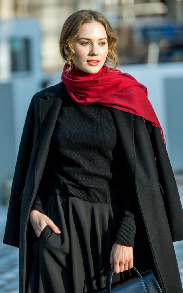 Add a statement scarf for a color pop.