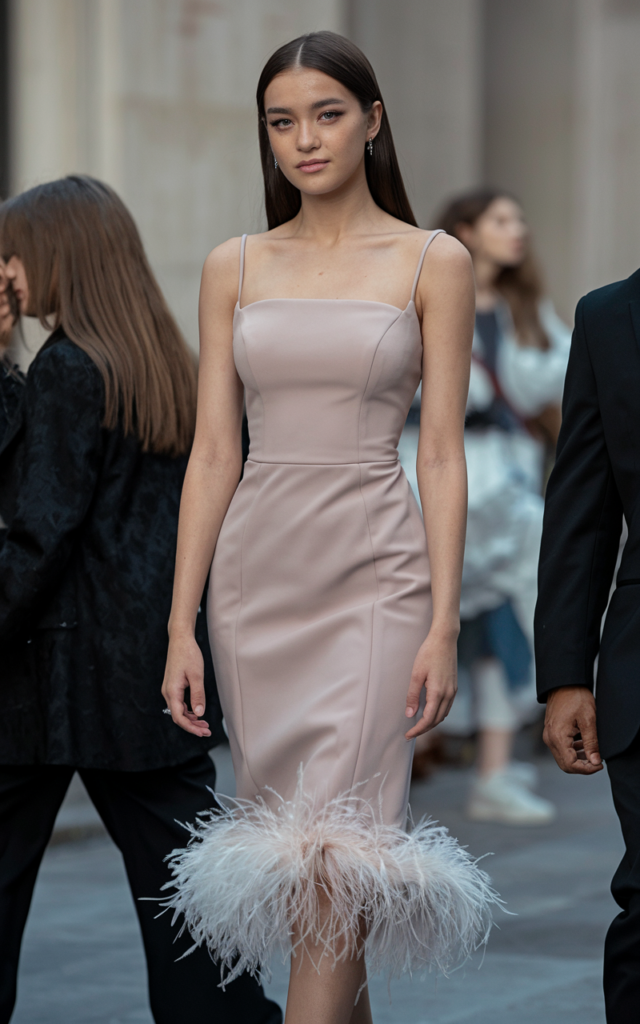 Add feathers to your hemline for playful texture