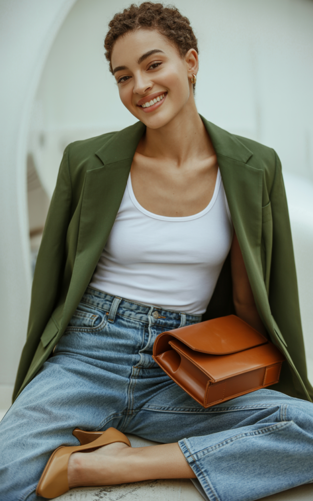 Combine a Forest Green Blazer with Light-Wash Denim