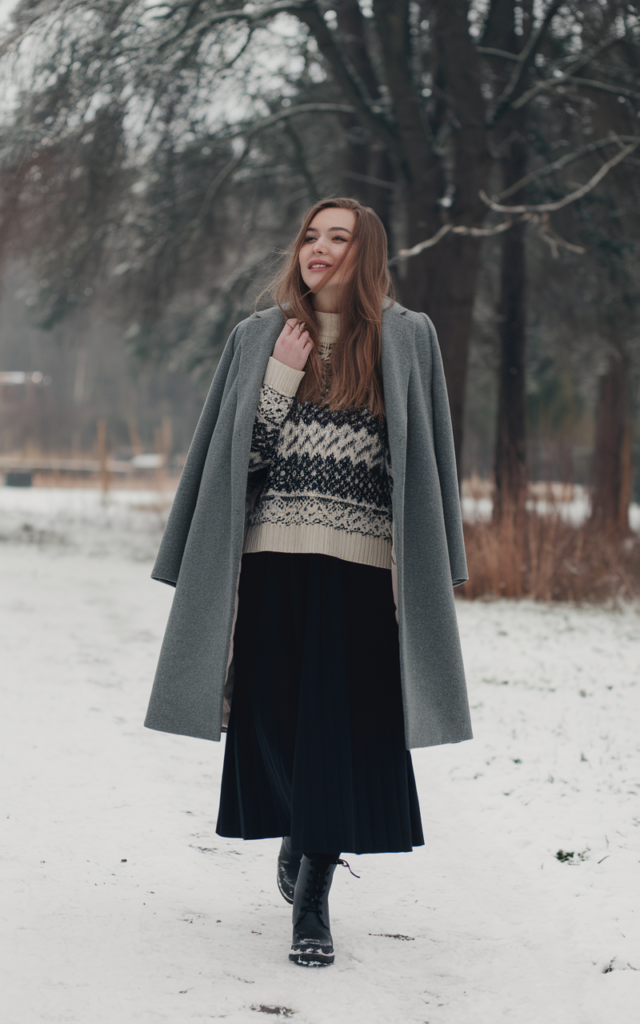 Combine with a patterned sweater for visual interest.