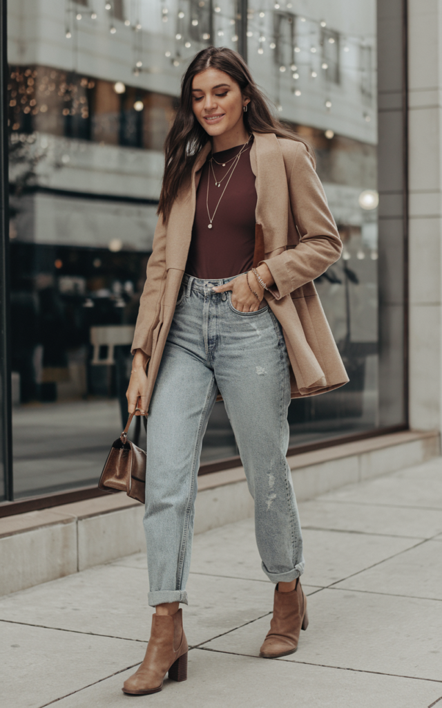 Cuff your boyfriend jeans with a fitted bodysuit.