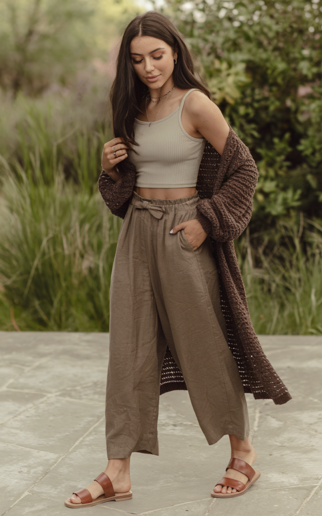 Embrace earth-tone monochrome with textured layers