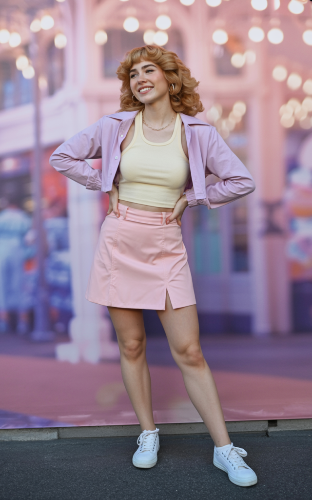 Layer a cropped cardigan over a fitted tank and mini skirt.