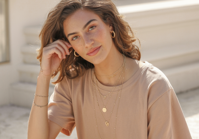 Style a Rust Satin Skirt with a Slouchy Beige Tee