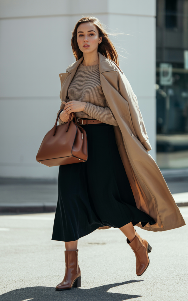 Style with a trench coat for polished layering.