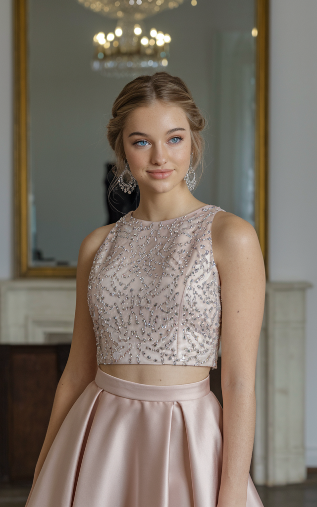 Try a two-piece prom dress for modern edge