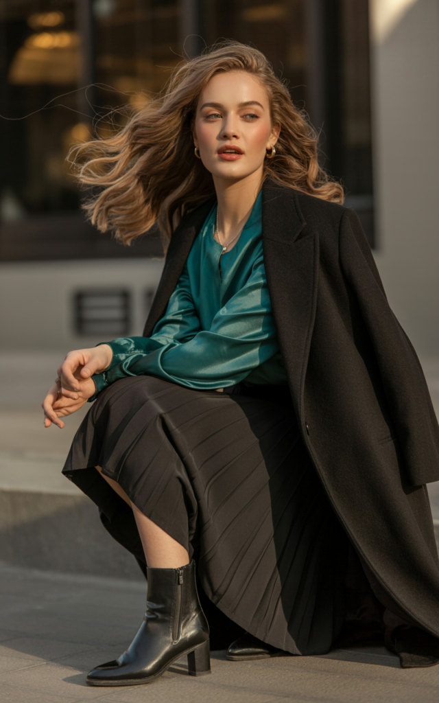 Tuck in a silky blouse for date night.