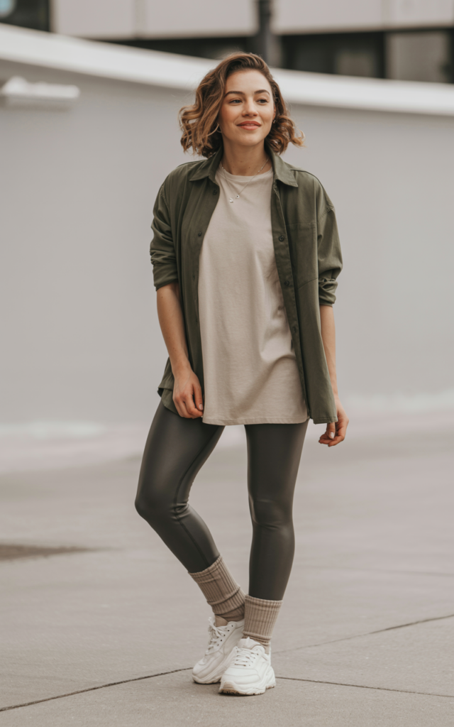 Build a Casual Look with a Shacket and Leggings