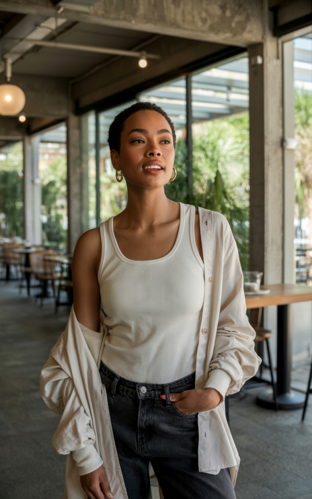 Choose outfits that transition from indoors to outdoors