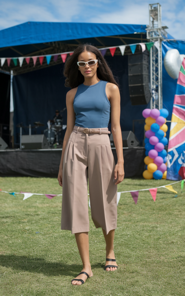 Combine tailored bermuda shorts with a sleek tank.