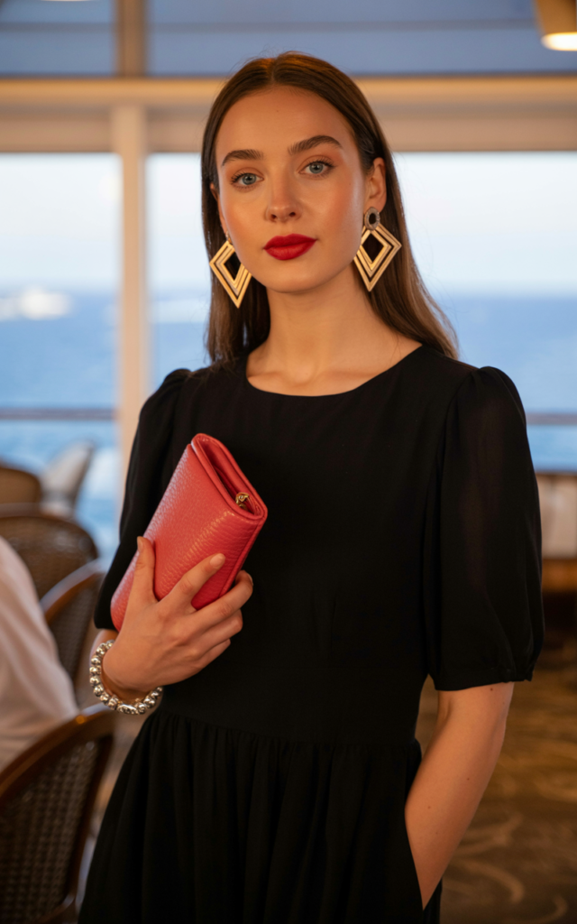 Style a classic little black dress with bold accessories.