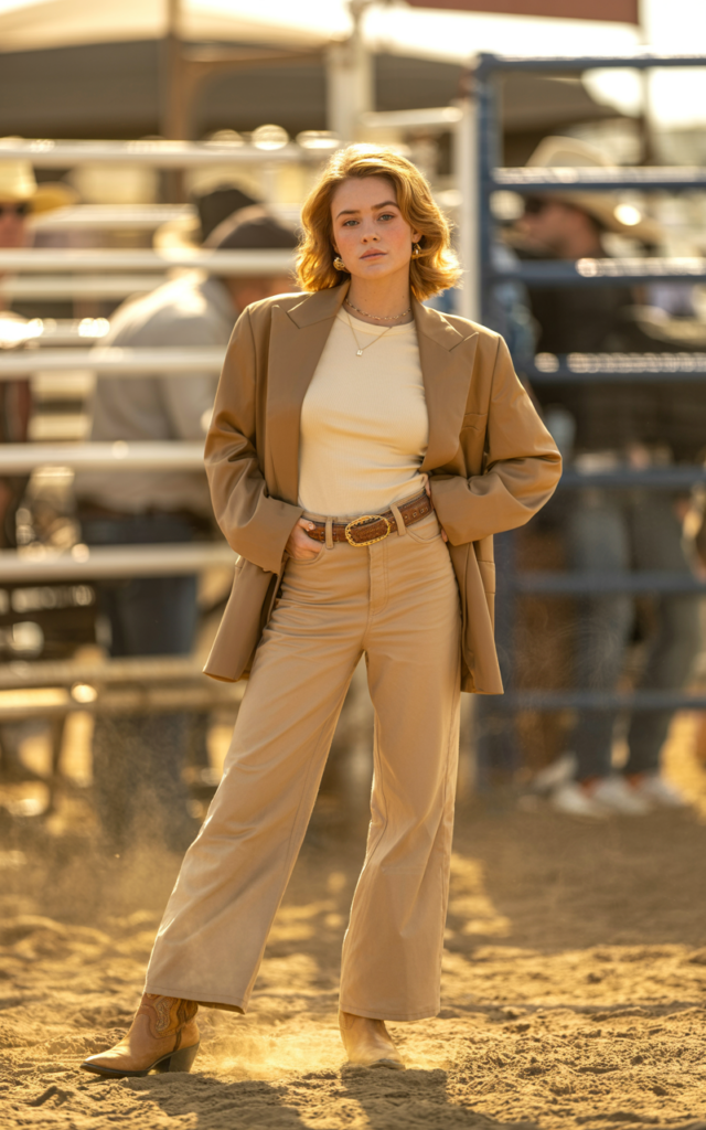 Try a Monochrome Beige Western Look