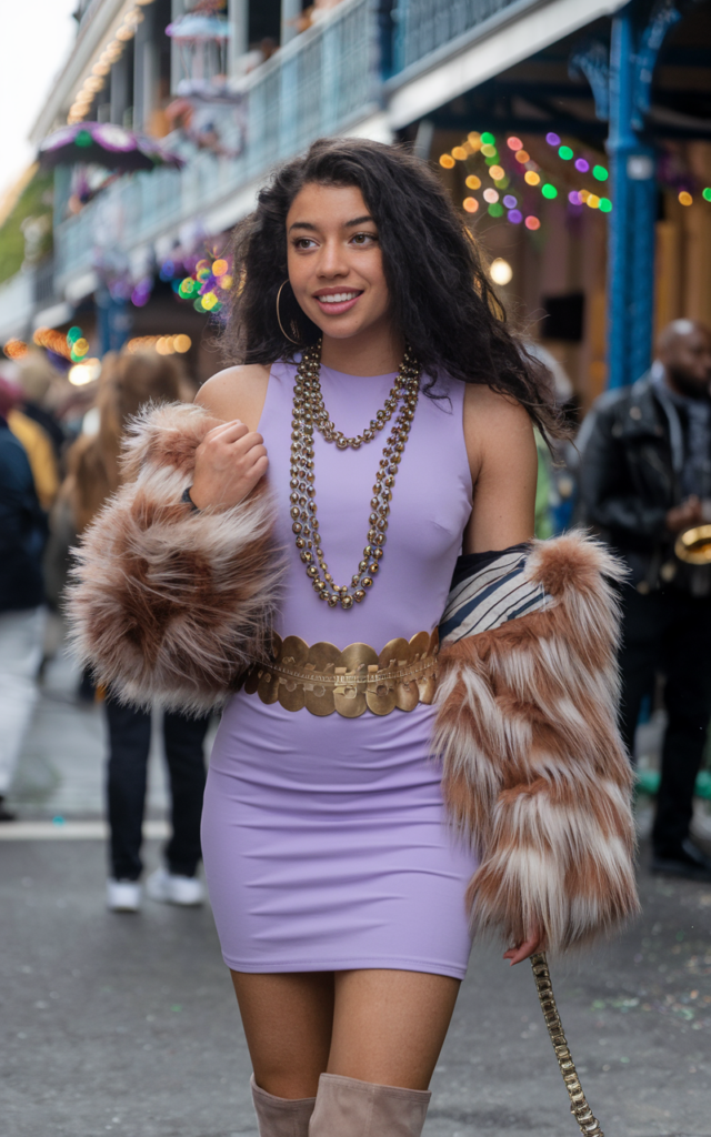 Turn a simple bodycon dress into a statement with bold layering.