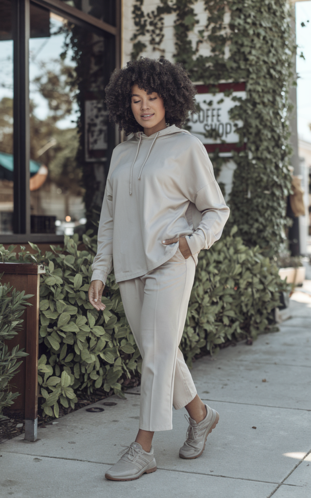 Wear a lightweight hoodie with cropped pants