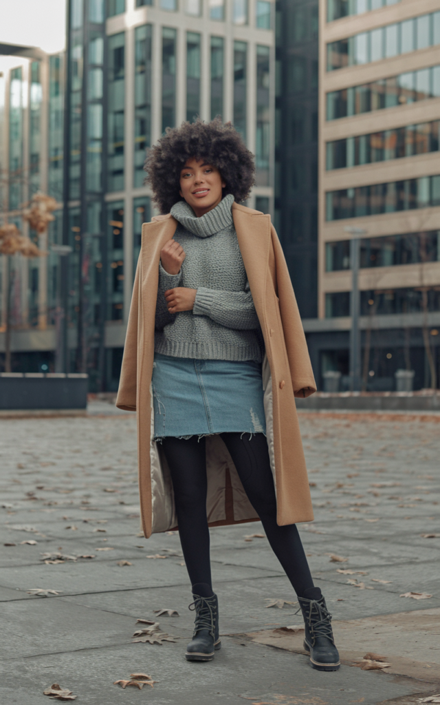 Wear your denim skirt confidently, no matter the temperature