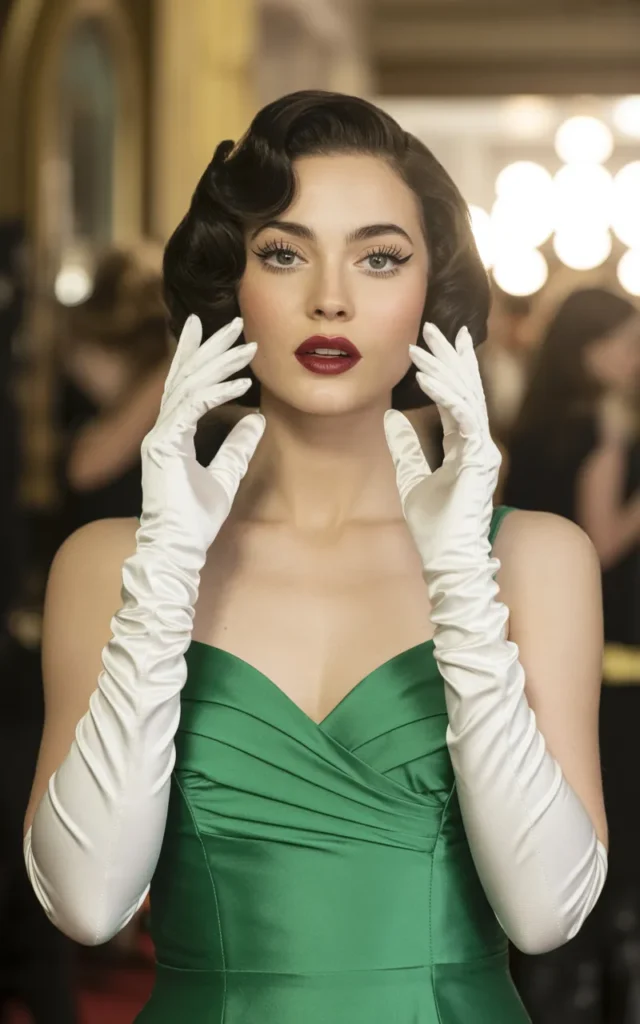 Choose a vintage-inspired gown with gloves