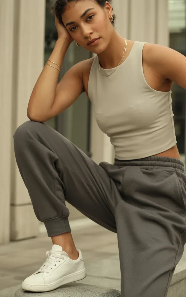 Elevate joggers with a structured crop top