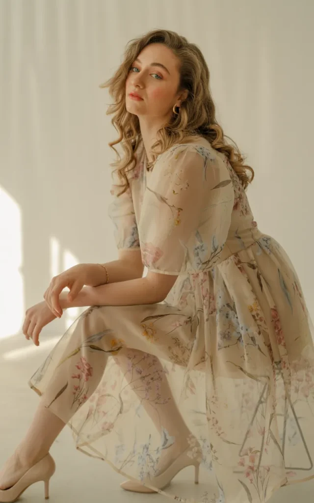 Pair a floral organza dress with delicate heels