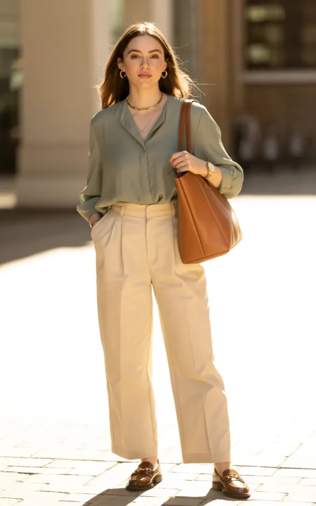 Combine a blouse with cropped wide-leg pants 🍋