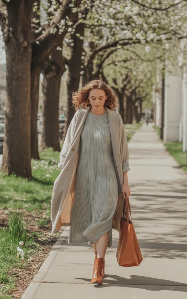 Layer a longline cardigan over a midi dress