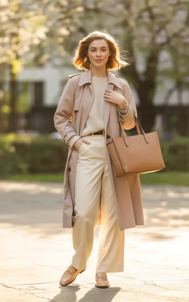 Layer a trench over wide-leg trousers 🌷