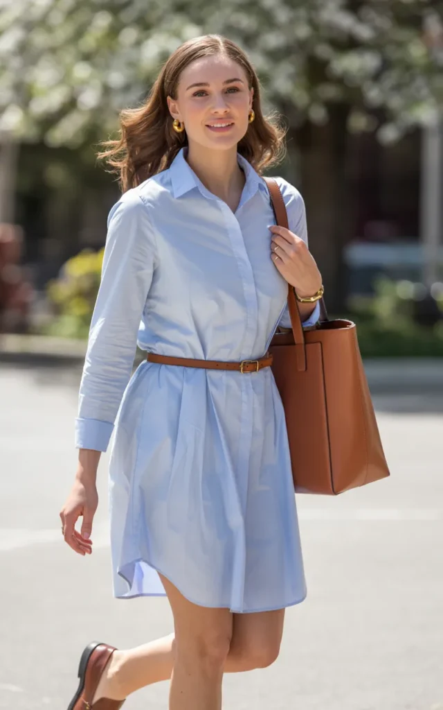 Pair a cotton shirt dress with loafers ☀️