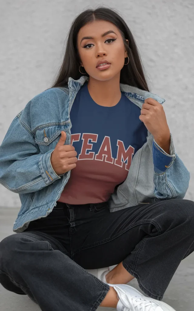 Pair a denim jacket with black jeans and a team tee 🖤