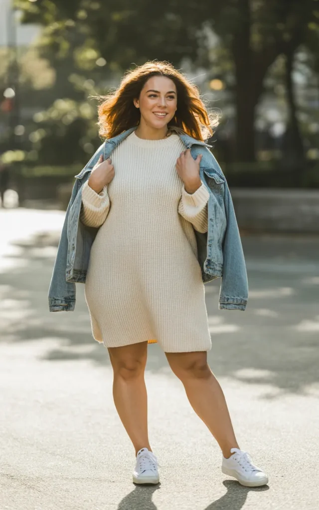 Pair a knit dress with ankle boots or sneakers