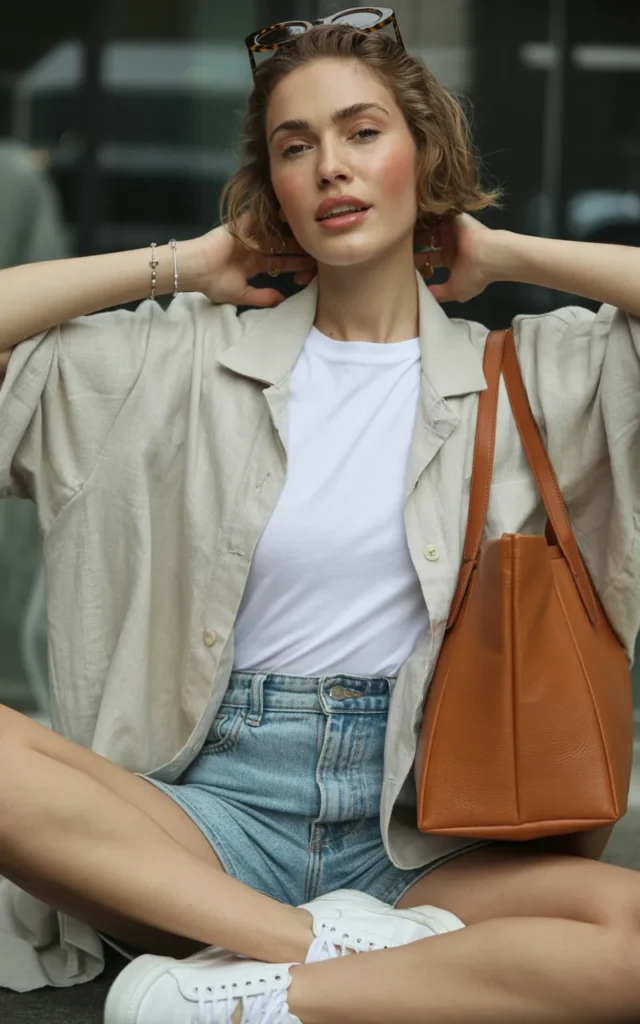 Pair a linen blazer with denim shorts
