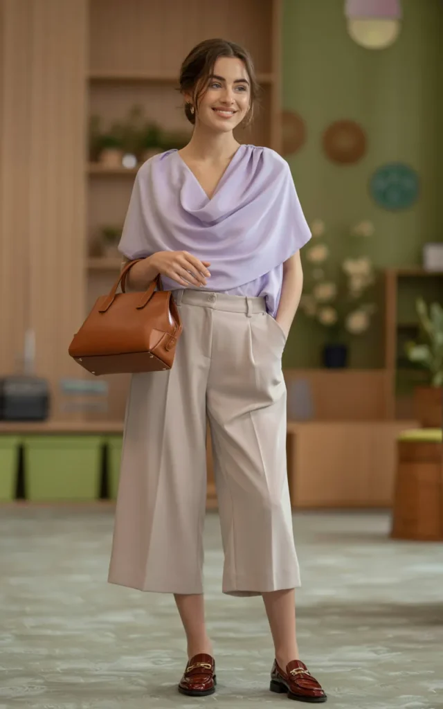 Pair loafers with cropped culottes 🌿