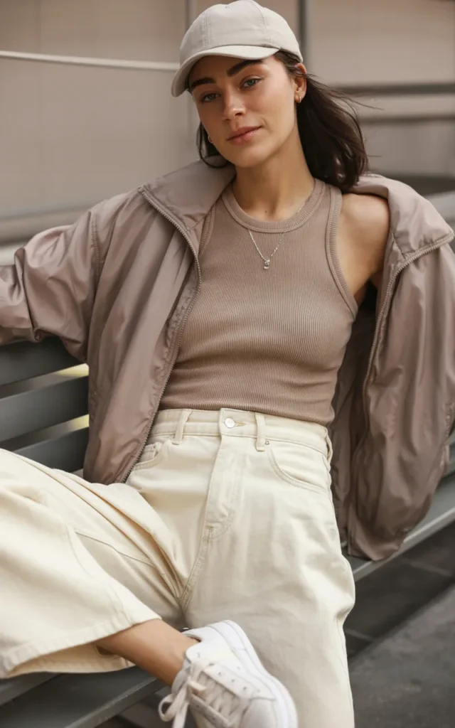 Style a monochrome neutral look with sporty accessories 🤎