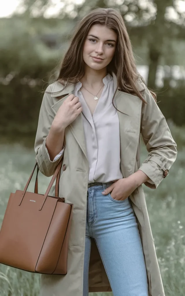 Style a trench with cropped jeans