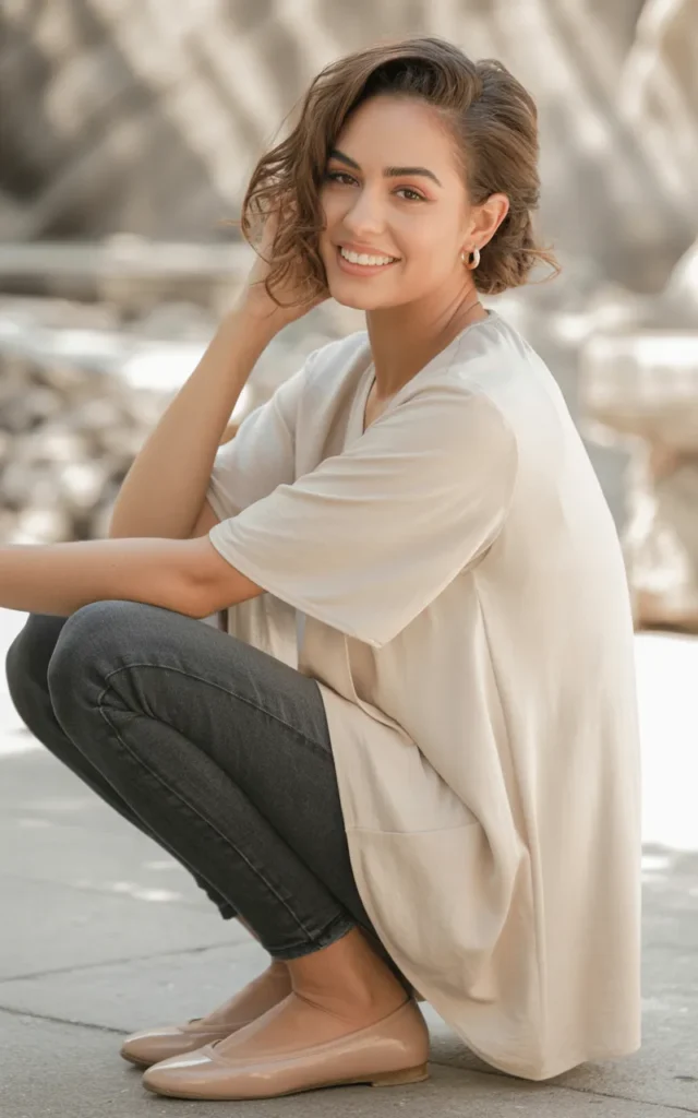 Style a tunic top with skinny jeans