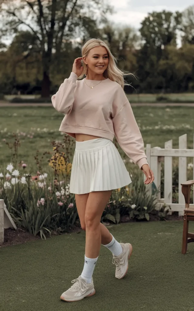 Throw a cropped sweatshirt over a tennis skirt 🎾