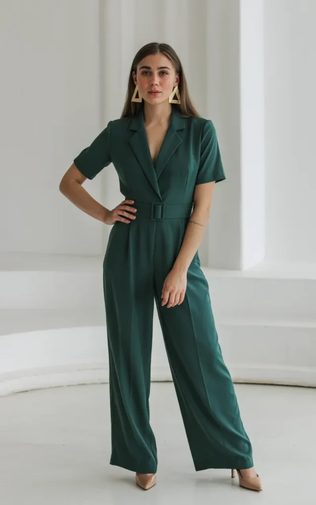 Wear a belted jumpsuit with heels