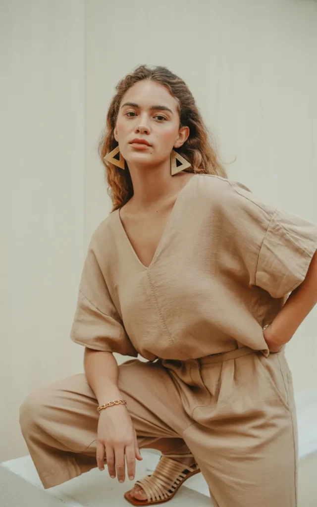 Wear a jumpsuit with statement earrings