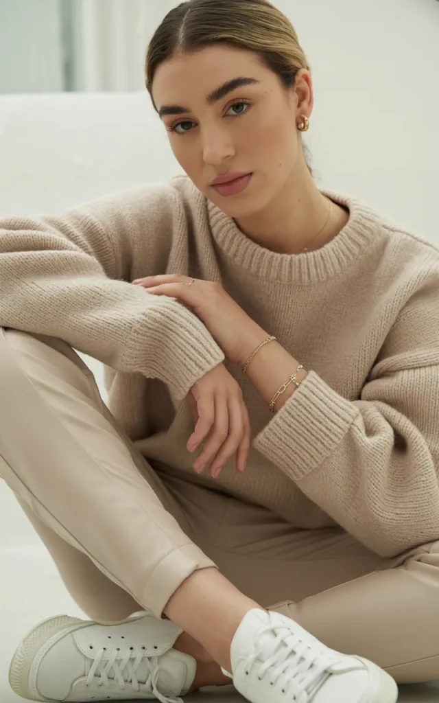 Wear a monochrome outfit in soft neutrals