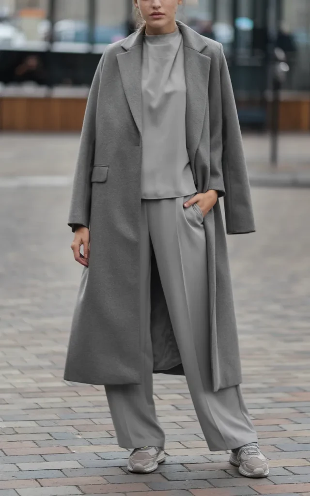 Layer a longline coat over a monochrome outfit