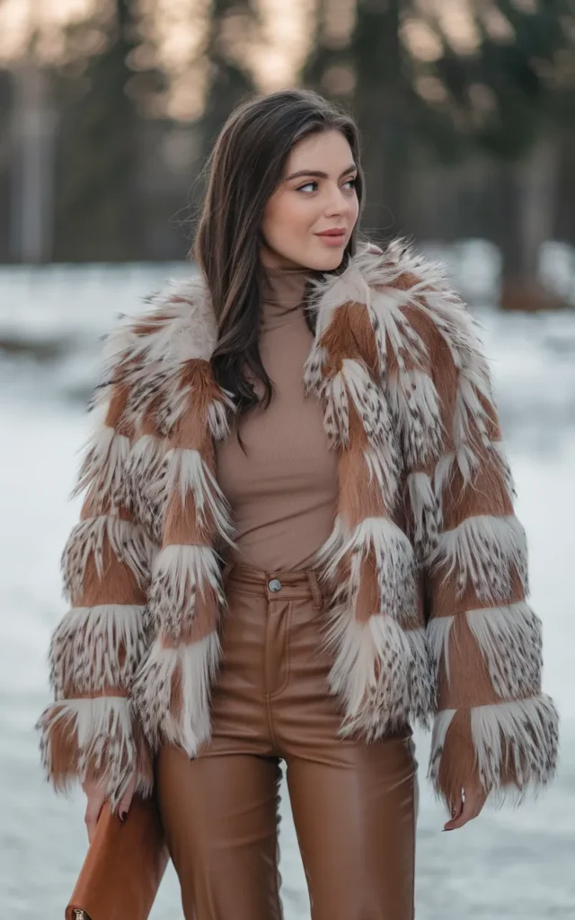 Pair a faux fur jacket with leather pants