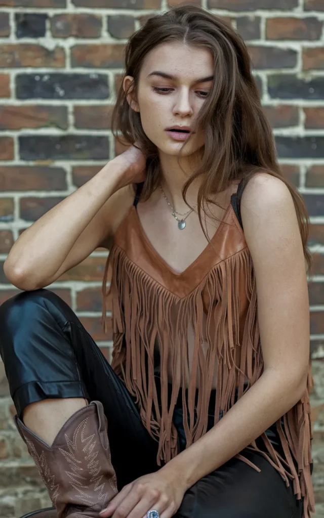 Pair a fringe top with leather pants