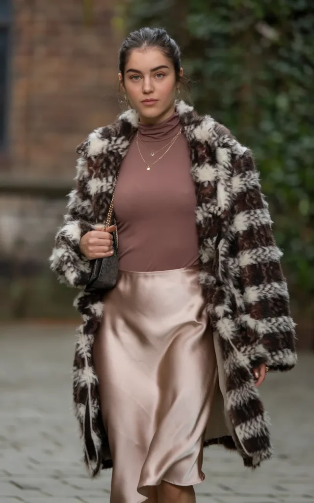 Pair a turtleneck with a slip skirt and ankle boots