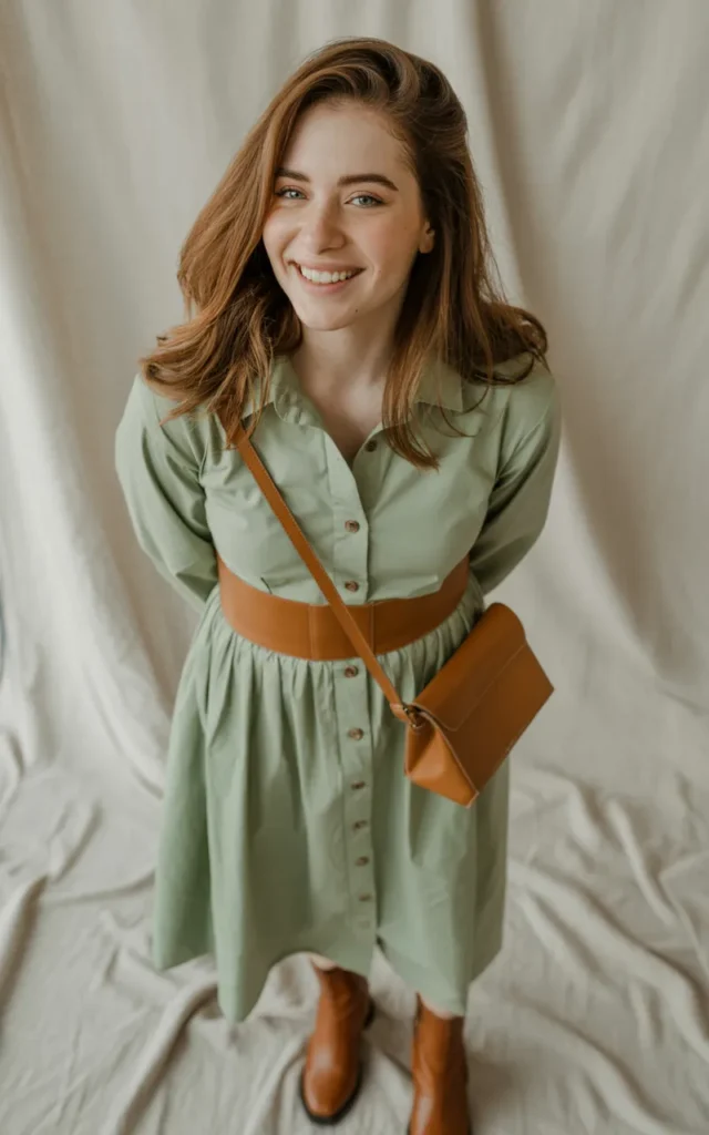 Wear a button-front dress with ankle boots