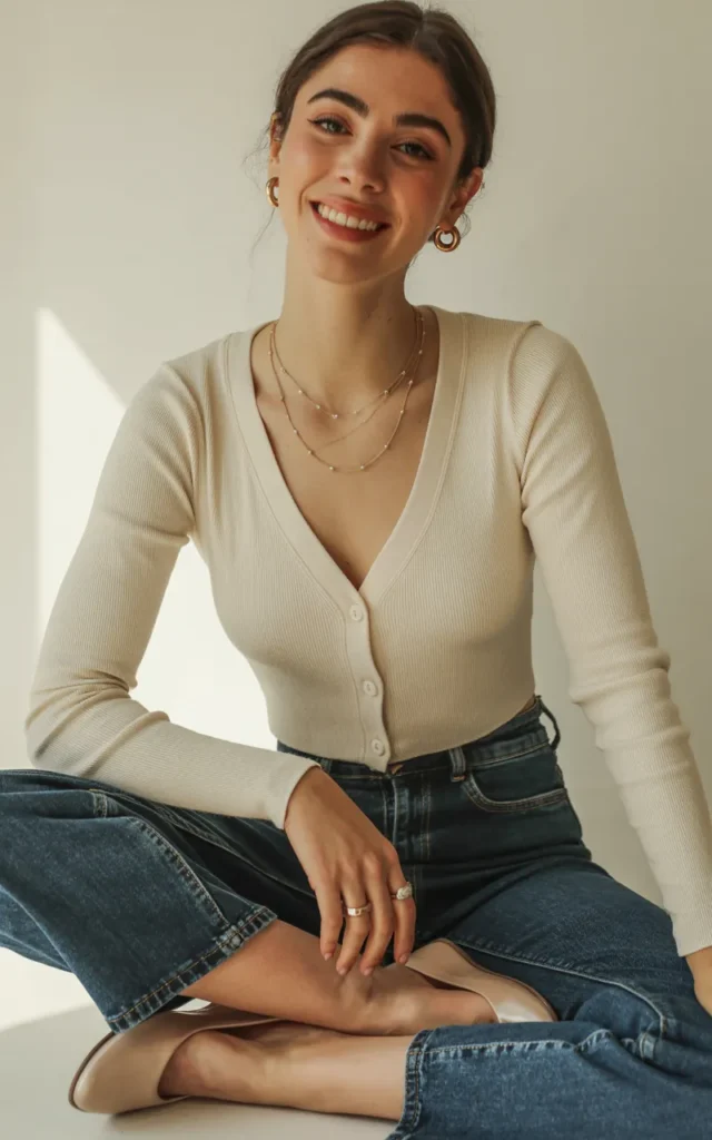Wear a cardigan as a top with jeans