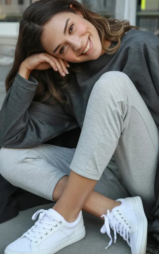 Wear a monochrome grey-on-grey outfit