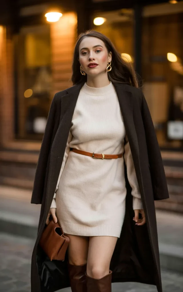 Wear a sweater dress with knee-high boots