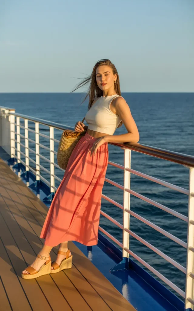 Combine a crop top with a maxi skirt