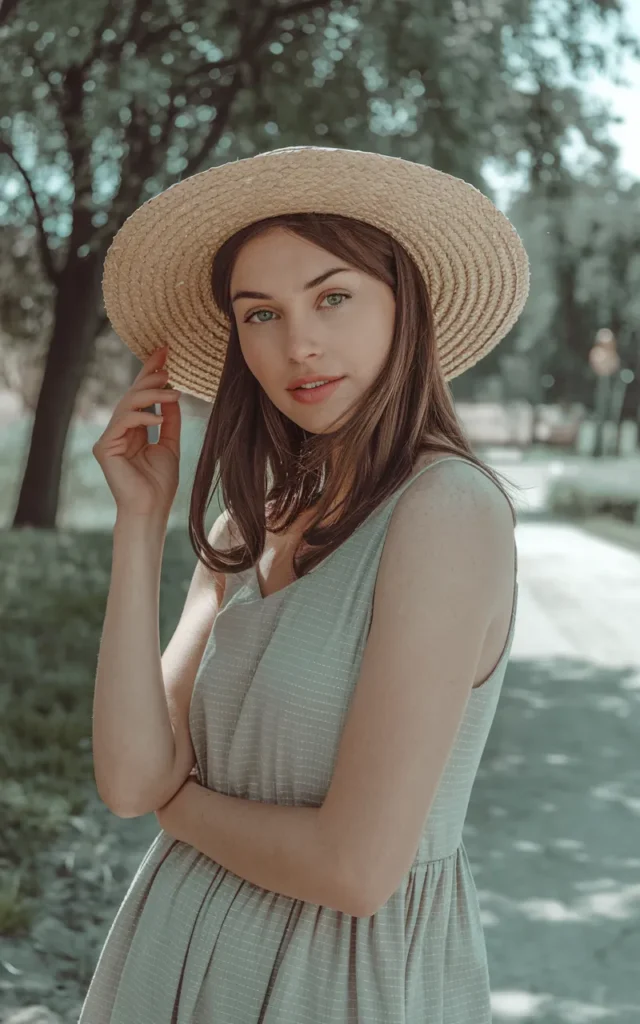 Pair a cotton midi dress with a straw hat
