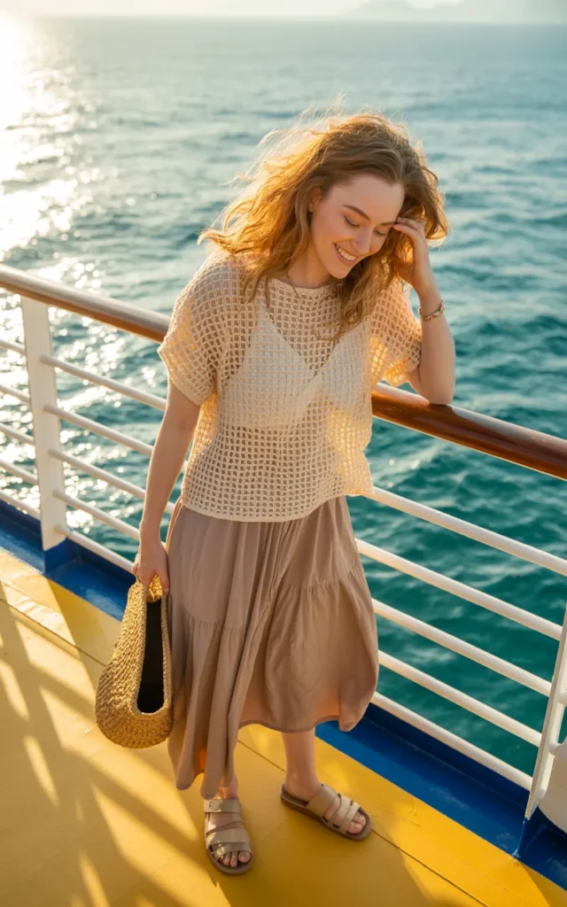 Pair a crochet top with a midi skirt