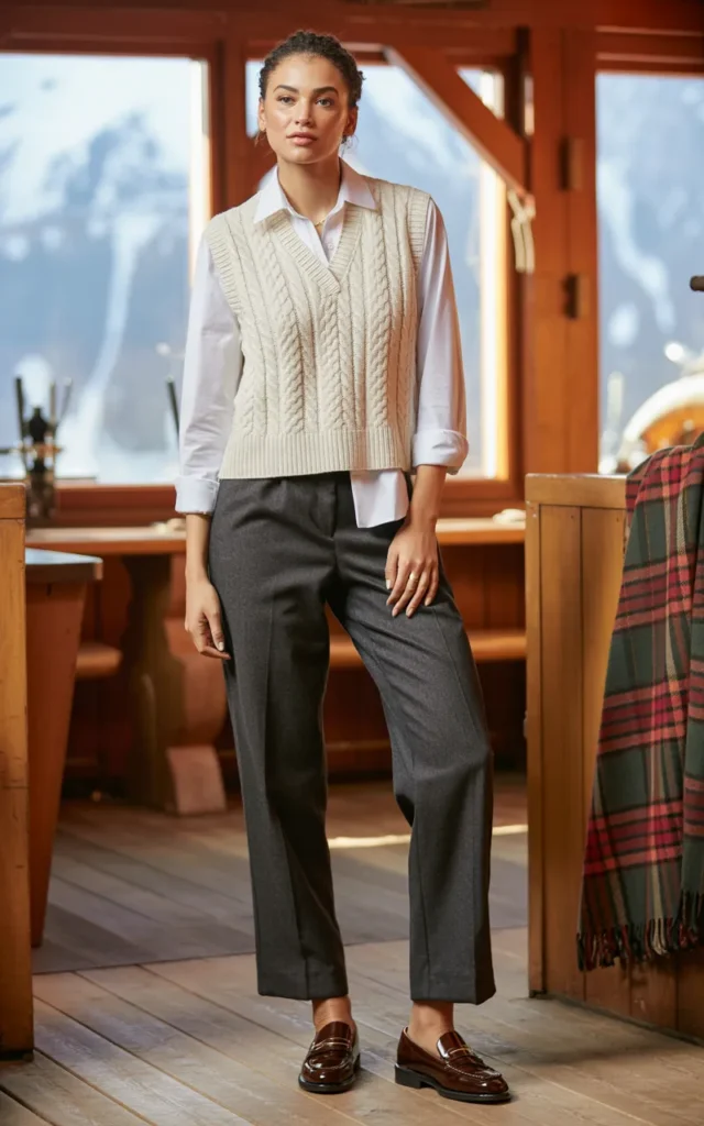 Pair a knit vest over a button-down with trousers